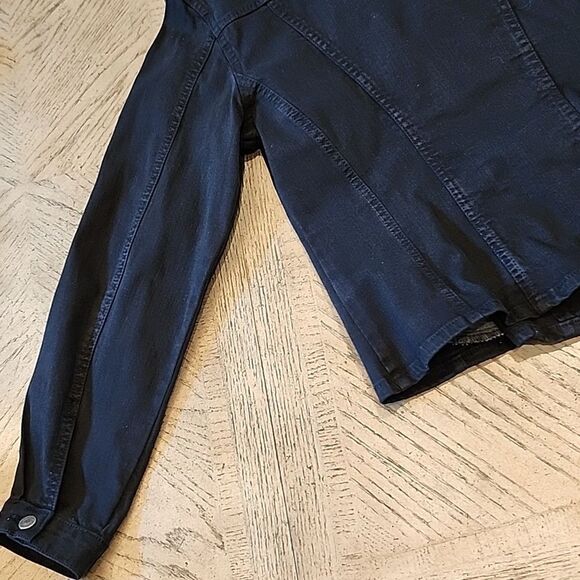 Black studded denim jacket size M dungarees - Picture 12 of 14